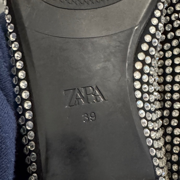 ZARA rhinestone embellished Black and Silver pointed Flats size 39 - Picture 13 of 14